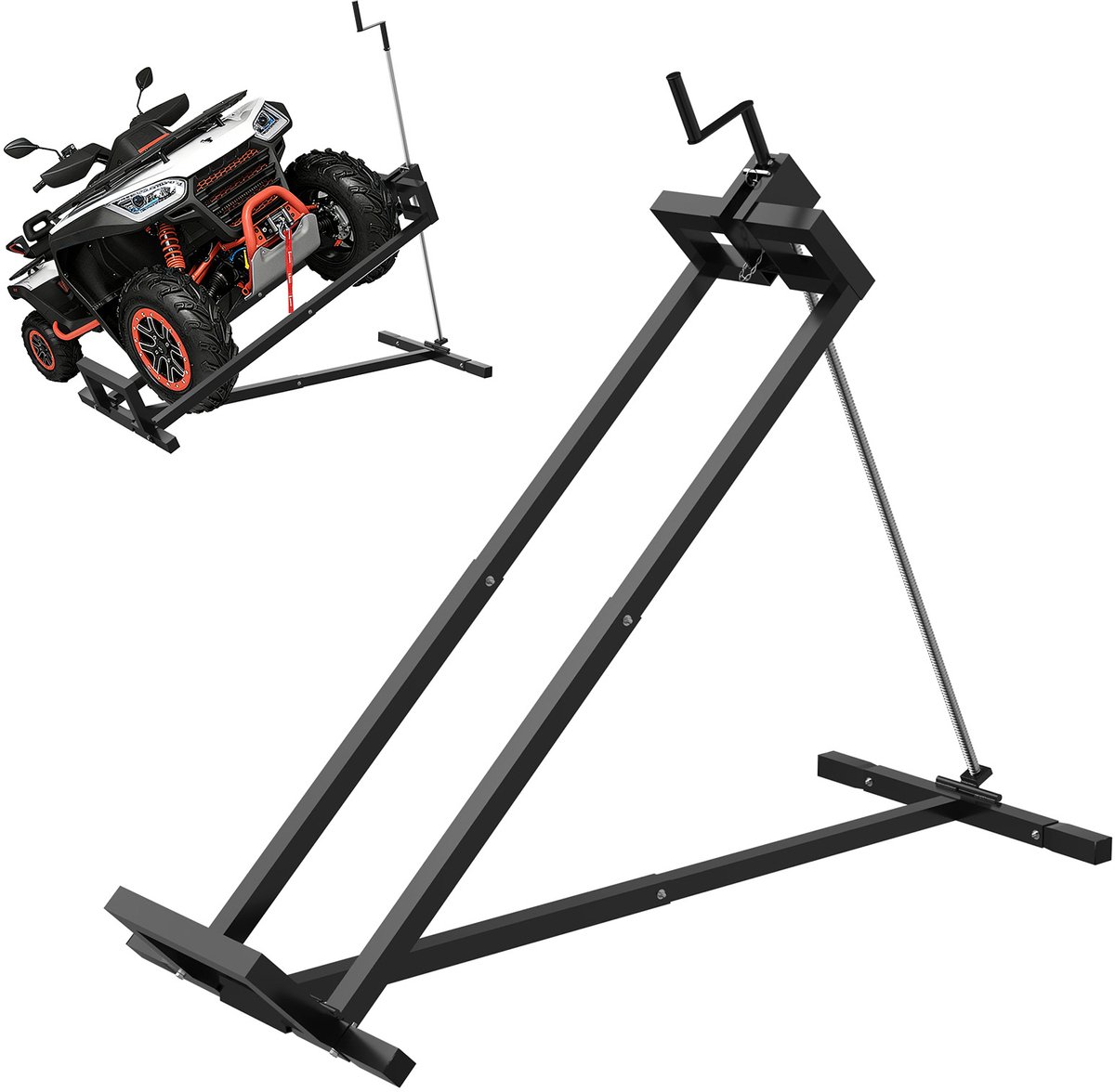 ACXIN Tractorkrik Zwart Staal Max. Belasting 400kg Verstelbare Kantelhoek 45° Telescopisch voor Zitmaaiers & Grastractoren