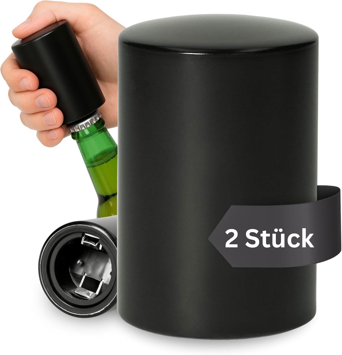 Flesopener set - Bieropener Push - Snel Flessen Openen - Push-up Functie - Set van 2 - Zwart