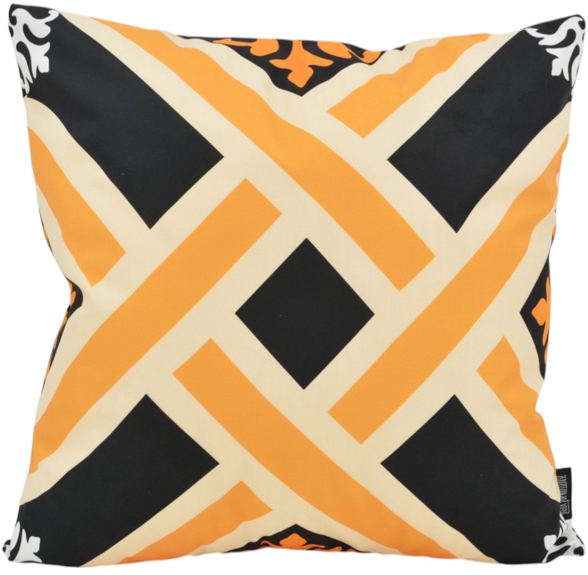 Gek op Kussens! Sierkussen Ornament Tile #4 | 45 x 45 cm | Katoen/Polyester zwart/geel