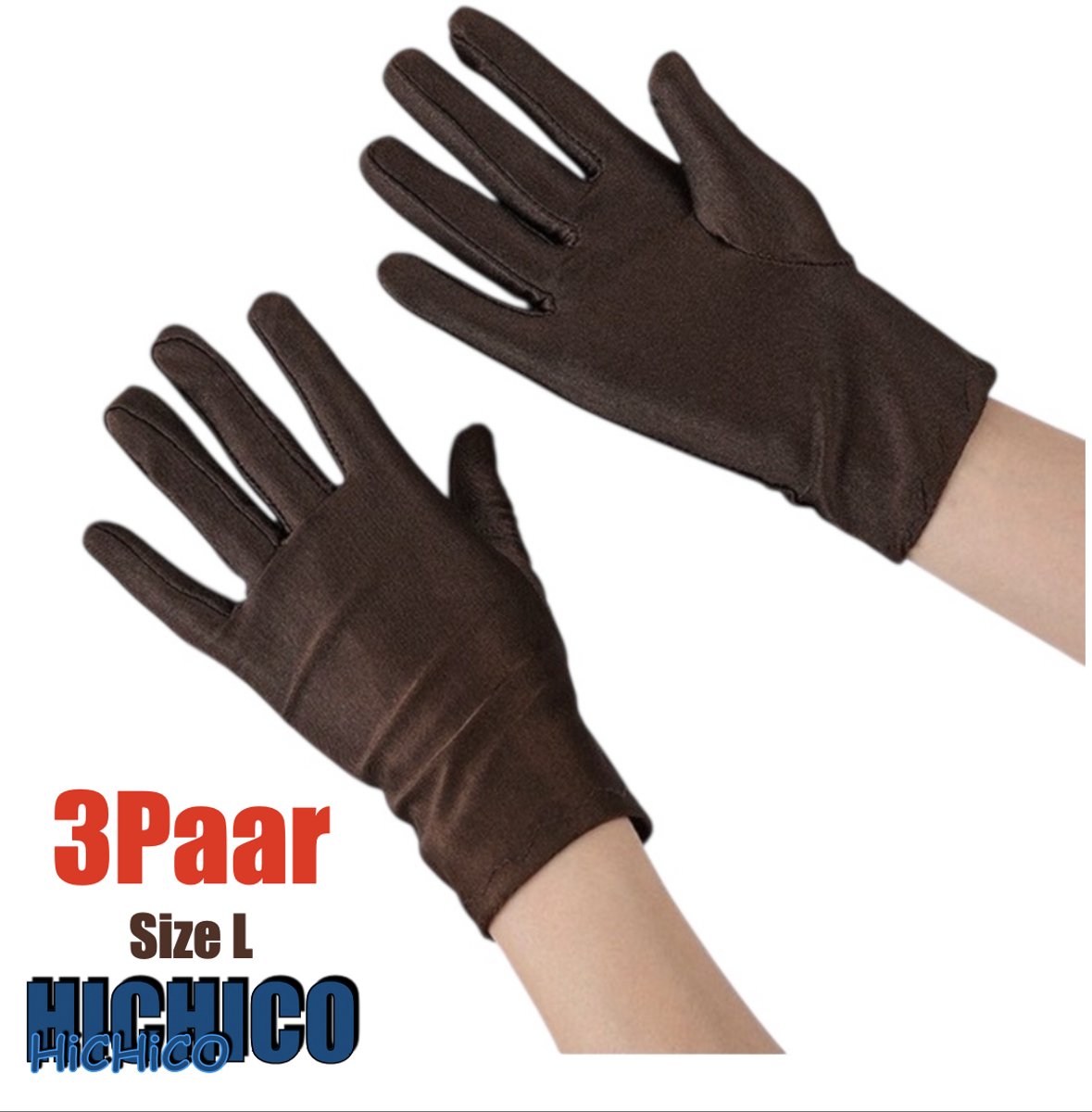 Dames handschoenen - Vrouwelijke handschoenen Bruin maat ML 3Paar