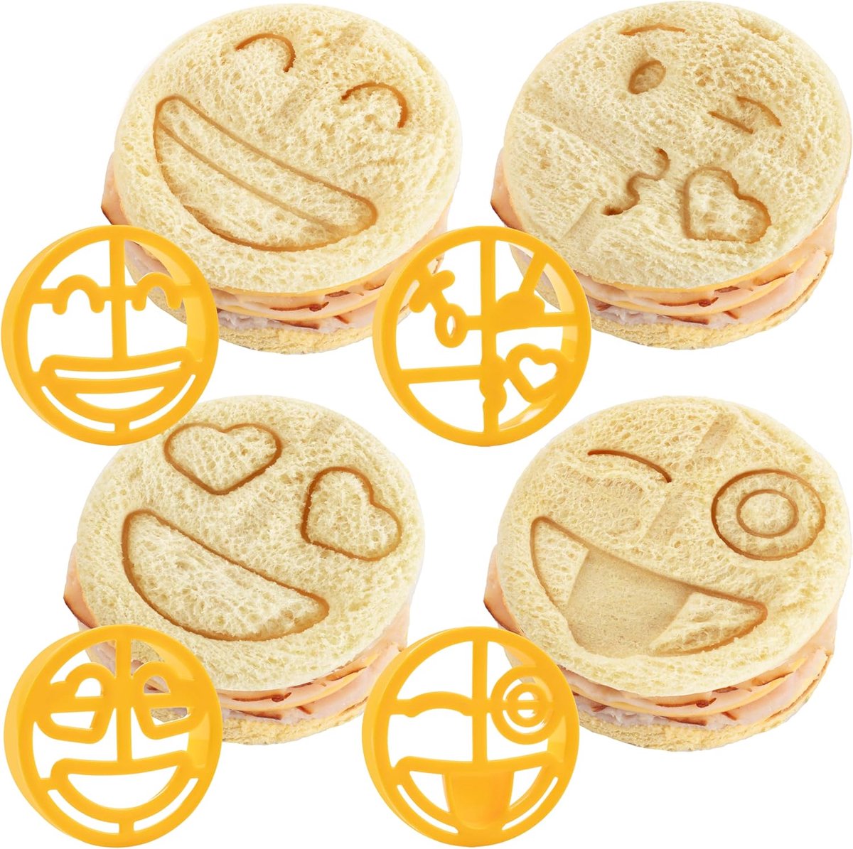 Brood Snijders - Vormpjes Koekjes - Leuke Lunch Maken - Vier Verschillende Vormen - Geel