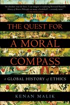 Boekcover van 'The Quest for a Moral Compass' door Kenan Malik. Titel in oranje letters op achtergrond van schilderijen.
