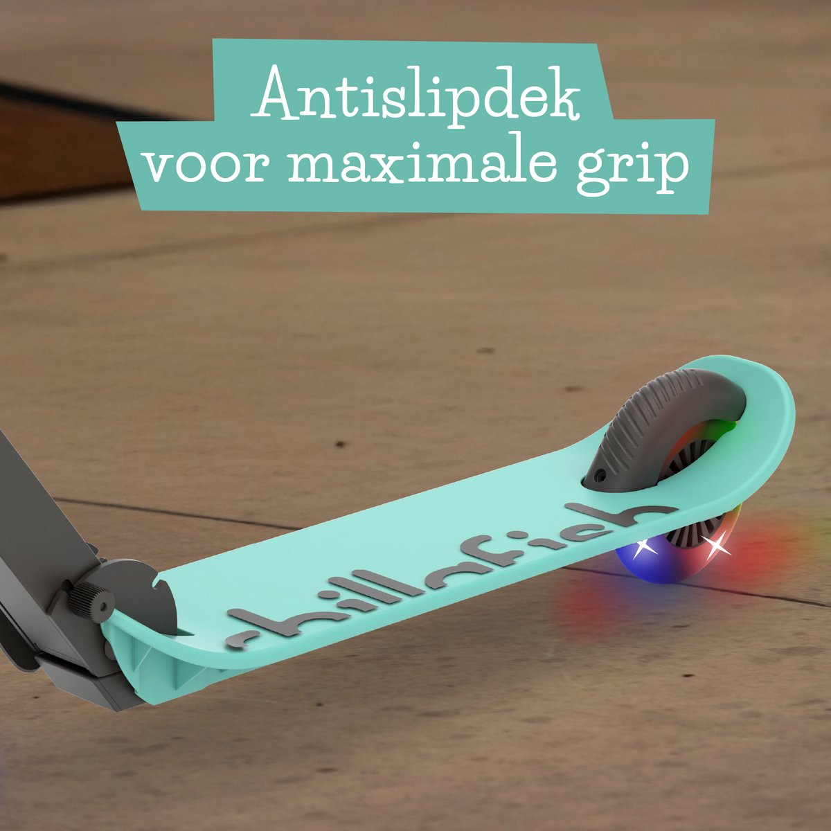 Chillafish Kinderstep jongens en meisjes vanaf 5 jaar met LED wielen - Blauw Groen﻿- Step met verstelbaar stuur en voetrem - Opvouwbaar en lichtgewicht met ABEC-5 wielen - Geen batterijen nodig - Model Flexxi Glow — afbeelding 5