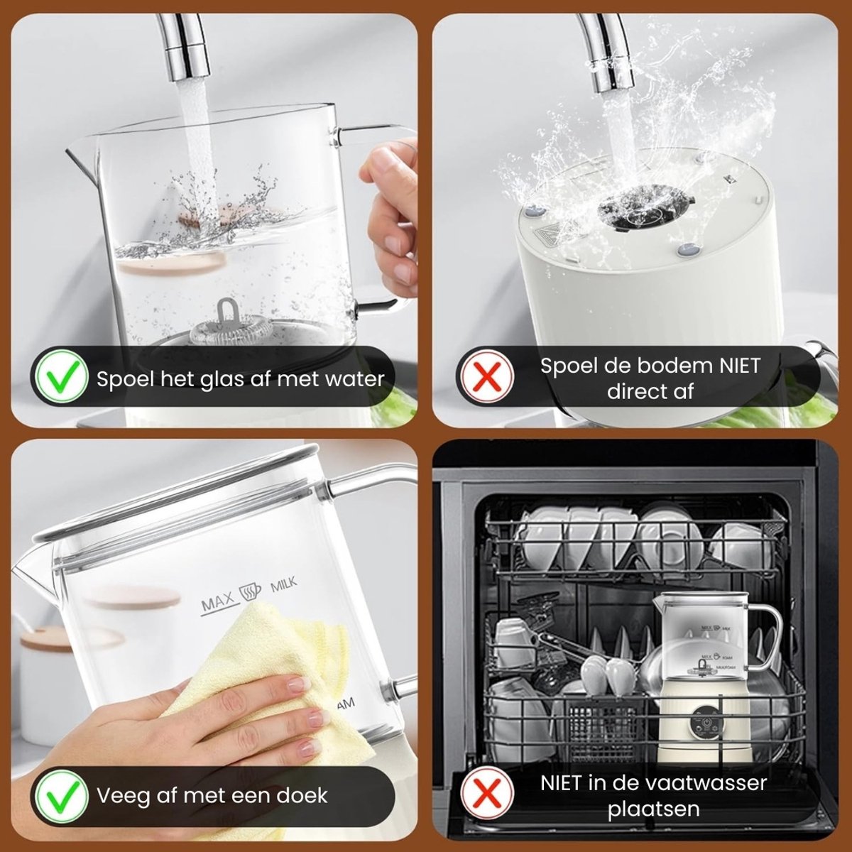 Elektrische Melkopschuimer 4-in-1 – Warm & Koud Melkschuim – Automatische Melkklopper – Stil & Snel – Voor Cappuccino, Latte & Koffie – Anti-aanbak – 300ml — cadeau in Kookcadeaus - foto 6