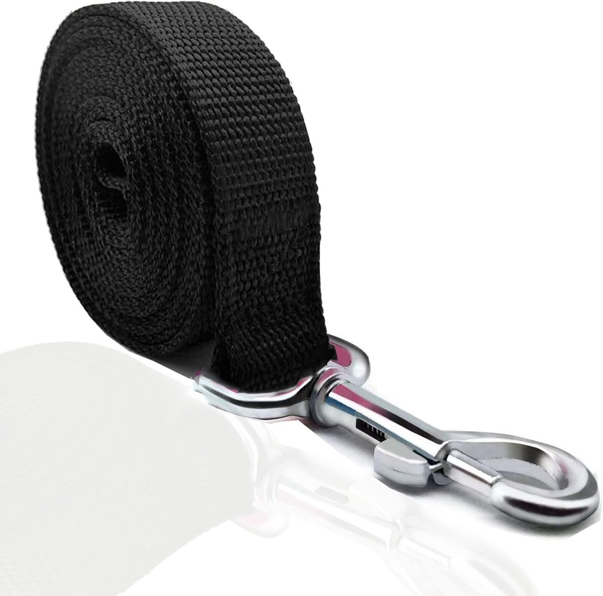Nylon Hondenriem - Wandelriem Hond - Hondentraining Wandelen - Brede Nylon Band - 3.05 Meter Lang - Zwart