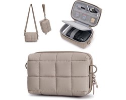 Compacte Cameratas - Fototas geschikt voor Canon PowerShot/Sony DSCW800/DSCW830/GoPro - Schokbestendig - Lichte En Waterdichte Kleine Cameratas - Sling - Reistas - Inclusief Camera Riem & Polsband - Voor Digitale Camera & Compactcamera - Kameel