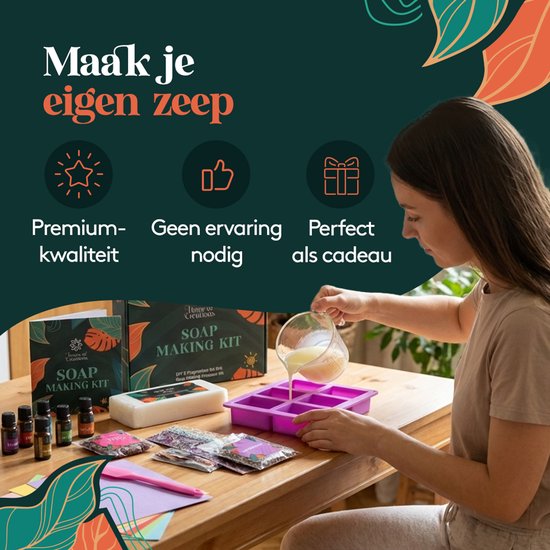 Home of Creations Zeep Maken - Gietzeep Siliconen Mallen & Geurolie - Knutselpakket Volwassenen - Moederdag Cadeau