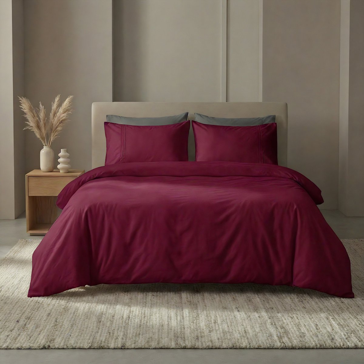 Trio - Dekbedovertrek set - Egyptisch Perkal Katoen - 200 TC - 270x200/220 cm + kussenslopen - Bordeaux