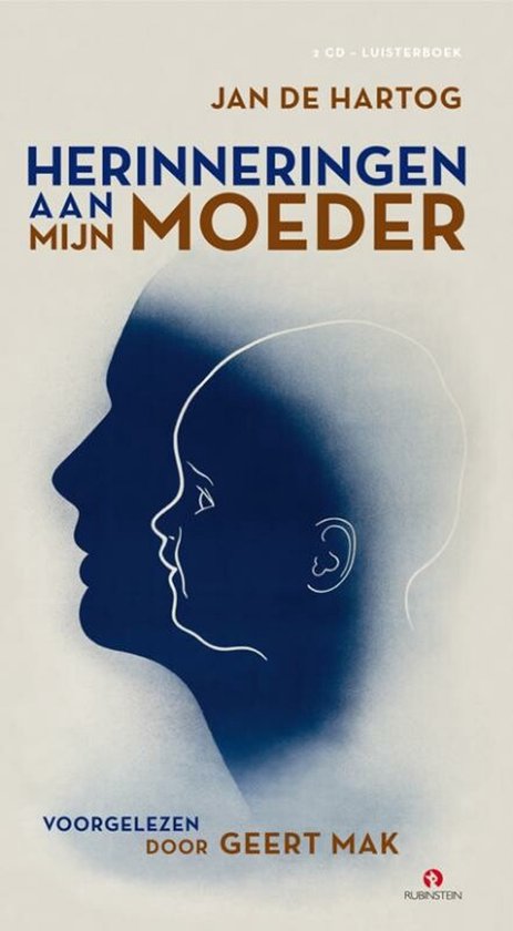 Boekcover met profielen van een volwassene en kind, met de tekst 'Herinneringen aan mijn moeder'.