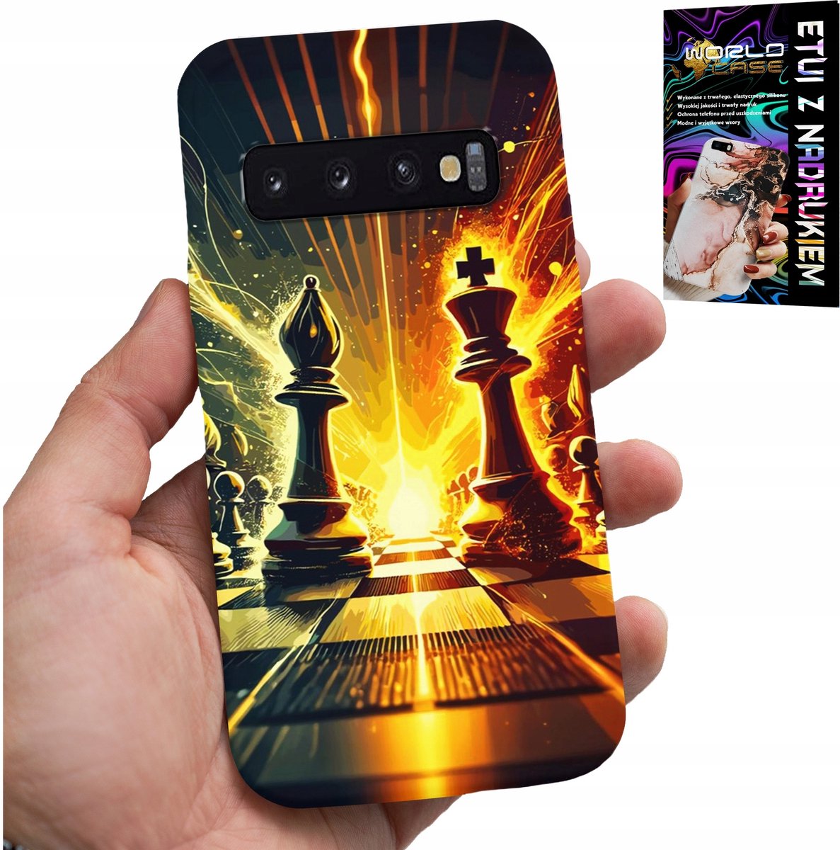 HOESJE VOOR SAMSUNG GALAXY S10 - SCHAAKBORD, VOOR SCHAATPIONNEN