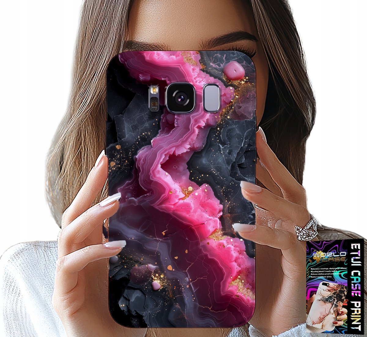 HOESJE VOOR SAMSUNG GALAXY S8 - ROZE MARMEREN ACHTERKANT, MODIEUZE PATRONEN