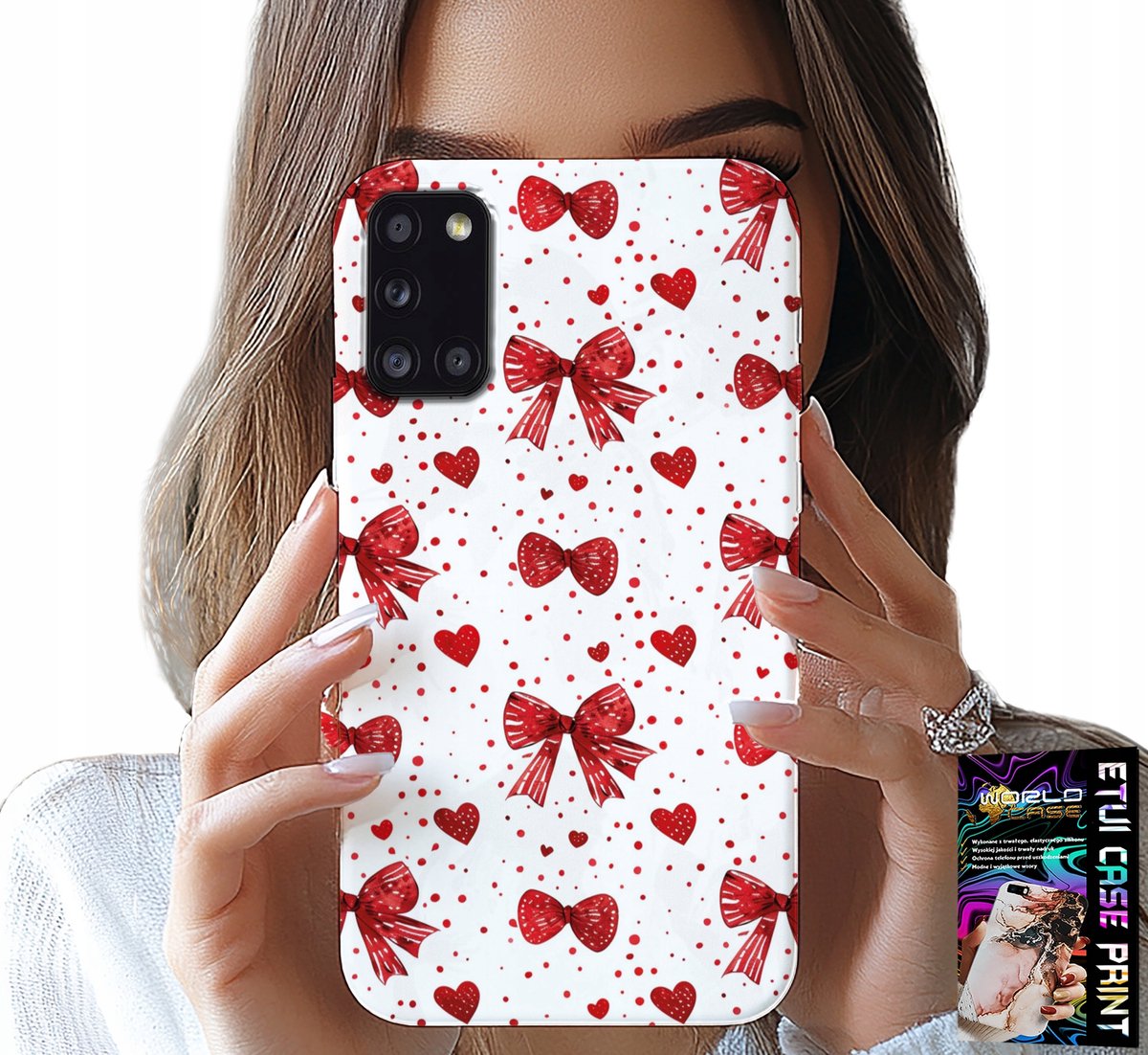 HOESJE VOOR SAMSUNG GALAXY A31 - RODE LINTEN MET MODIEUZE PATRONEN