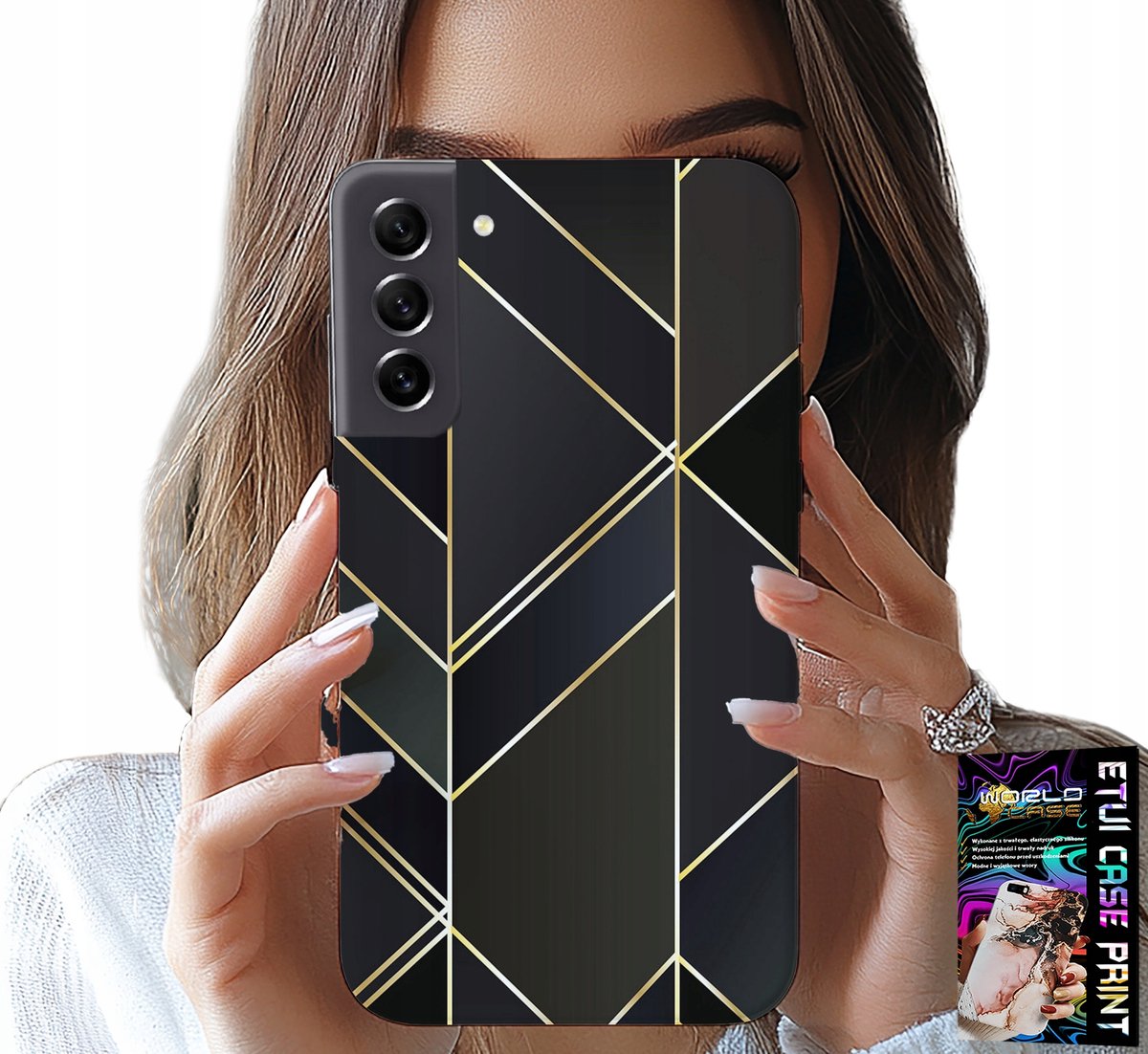 HOESJE VOOR SAMSUNG GALAXY S22 - GOUDEN FRAME, ELEGANTE PATRONEN + GLAS
