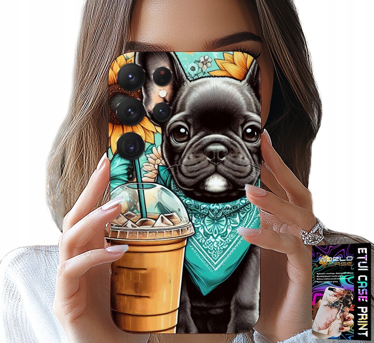 HOESJE VOOR SAMSUNG GALAXY S23 Ultra - BULLDOG COFFI LOVE, ZONNEBLOEM, HONDENHOESJE