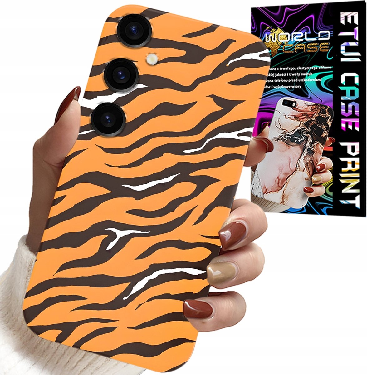 HOESJE VOOR SAMSUNG GALAXY S25 - ACHTERKANT MET TIJGERSTRIPES + GLAS