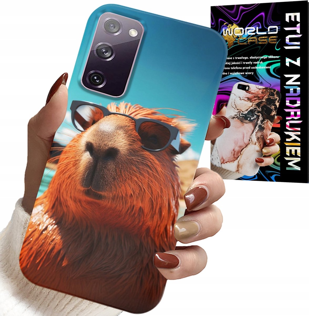 KOFFER VOOR SAMSUNG GALAXY S20 FE - SWEET CAPYBARA, CAPIBARA KOFFER + GLAS