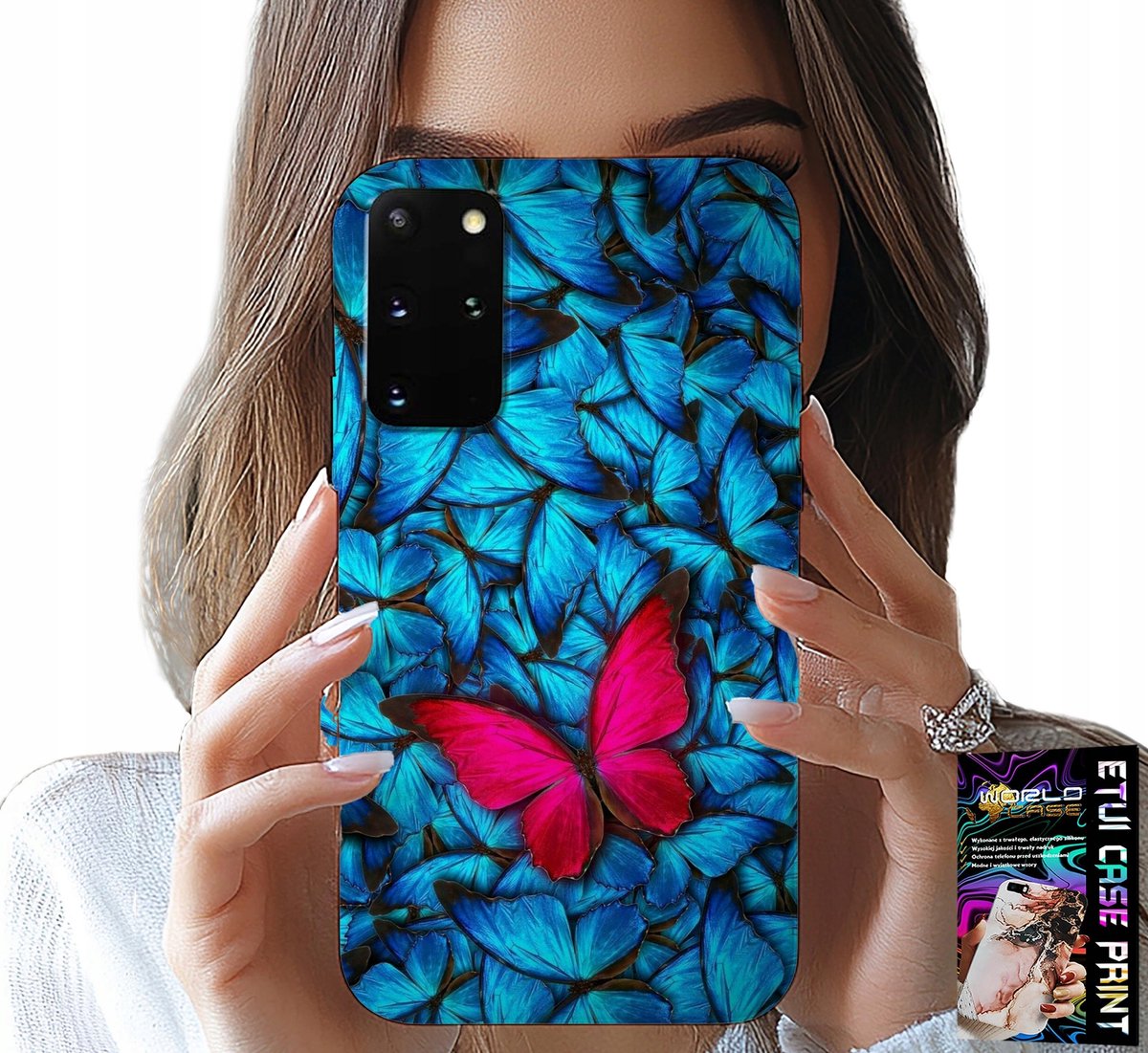 HOESJE VOOR SAMSUNG GALAXY S20 PLUS - BLAUWE VLINDER, VLINDER, VROUWELIJKE PATRONEN