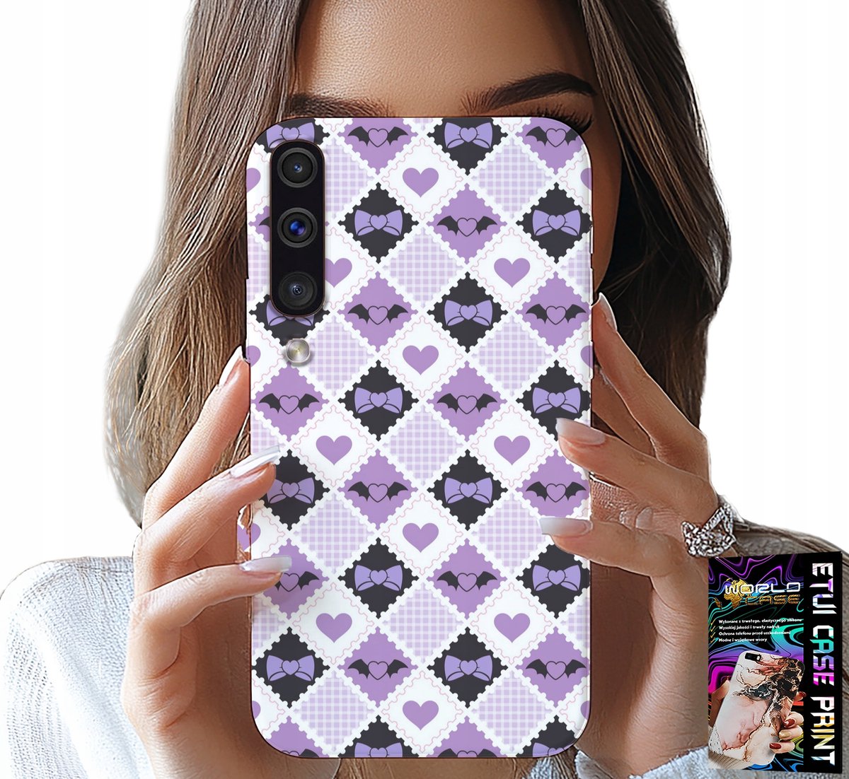 HOESJE VOOR SAMSUNG A50 / A30S - MODIEUZE STRIK MET HARTJES + GLAS
