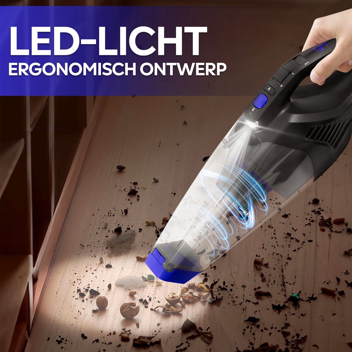 AG310 Handstofzuiger Draadloos Zwart 100W met Led - afbeelding 3