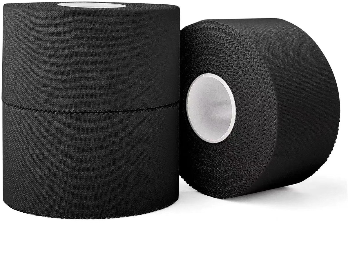 (3-pack) Zwarte sporttape — Extra sterke hechting, makkelijk afscheurbaar, laat geen resten achter. Geschikt voor honkbalknuppels, tennis, turnen en boksen. 5 cm x 9,14 m.