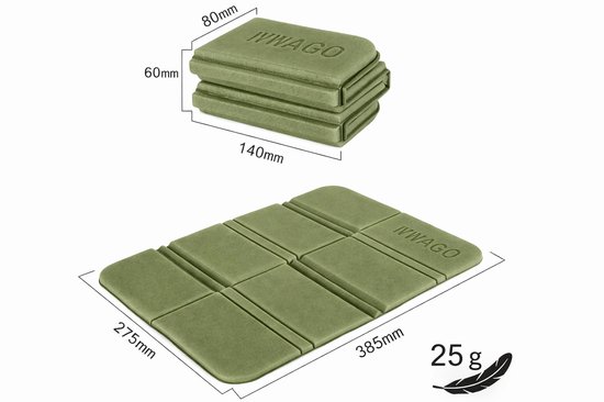 Zitmatje - Wandel zitmatje - Kampeer zitmatje - Opvouwbaar zitmatje - Camping zitmatje - Strand zitmatje - Reis zitmatje - Legergroen - Lichtgewicht - Opvouwbaar - Waterdicht - Isolerend van Merkloos — afbeelding 5