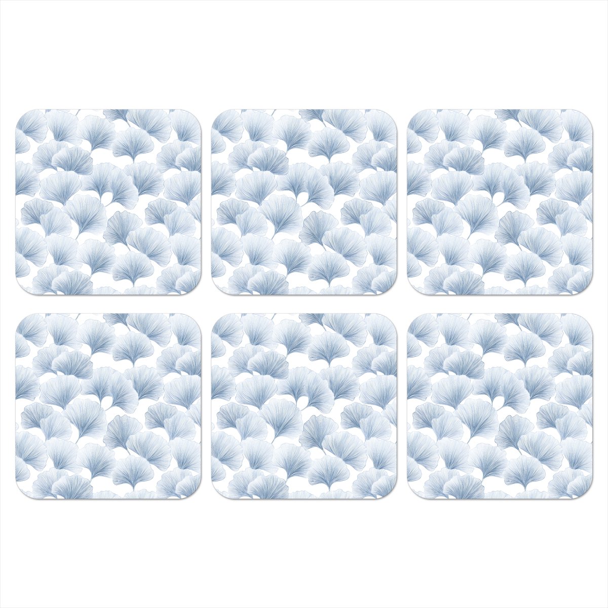 Onderzetters voor glazen - Waaier - Modern - Blauw - 10x10 cm - Glasonderzetters - 6 stuks