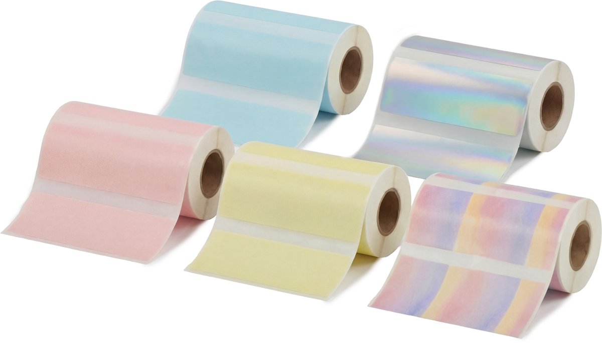 Navullingen voor de Mini Pocket Printer - 5x Label Sticker Rollen - 3,5 Meter - 5,6 x 3 cm - Thermisch Sticker Papier - Stickervellen voor Mobiele Fotoprinter - Knutselen - DIY - Hobby - Multikleur - Crafts&Co — afbeelding 5