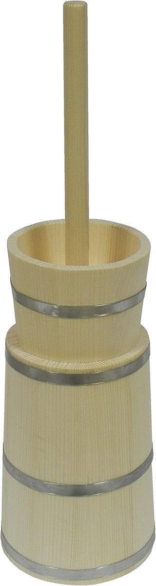 Houten Botervat - Boterpot - Boter Maken - Traditioneel Grenenhout - 18x18x70 cm - Bruin