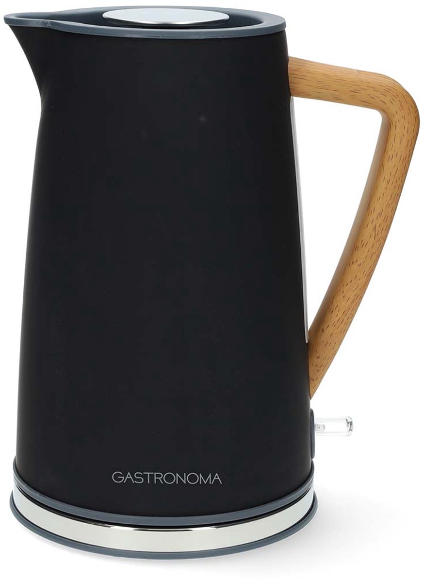 Gastronoma 18130006 - Waterkoker met groot waterreservoir van 1,7 L en kalkfilter - Zacht aanvoelende behuizing met roestvrijstalen afwerking - 2200 W - Zwart
