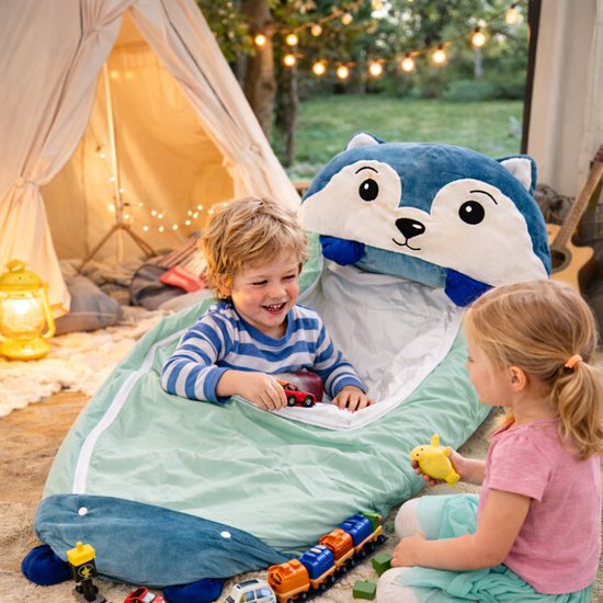 MISOU Slaapzak Kinderen - Kinderslaapzak - set van 2 - Vos - Eenhoorn - met Hoofdkussen - Peuter - Slaapzakken - Kids - Jongens - Meisjes - 130x50cm - DOZY van Merkloos — afbeelding 5