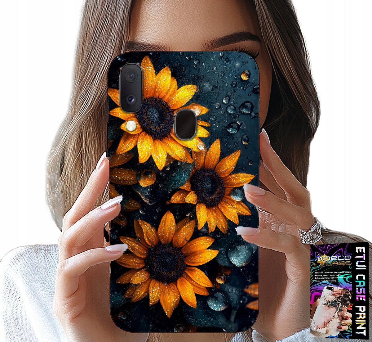 HOESJE VOOR SAMSUNG GALAXY A20E - ZONNEBLOEMEN, BLOEMENPATROON