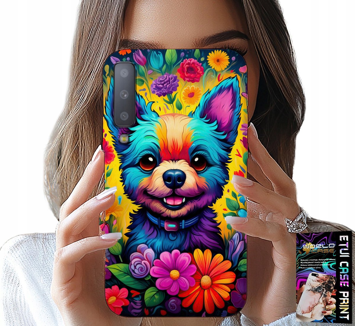 HOESJE VOOR SAMSUNG A7 2018 - YORK RUGZAK MET BLOEMENPATROON