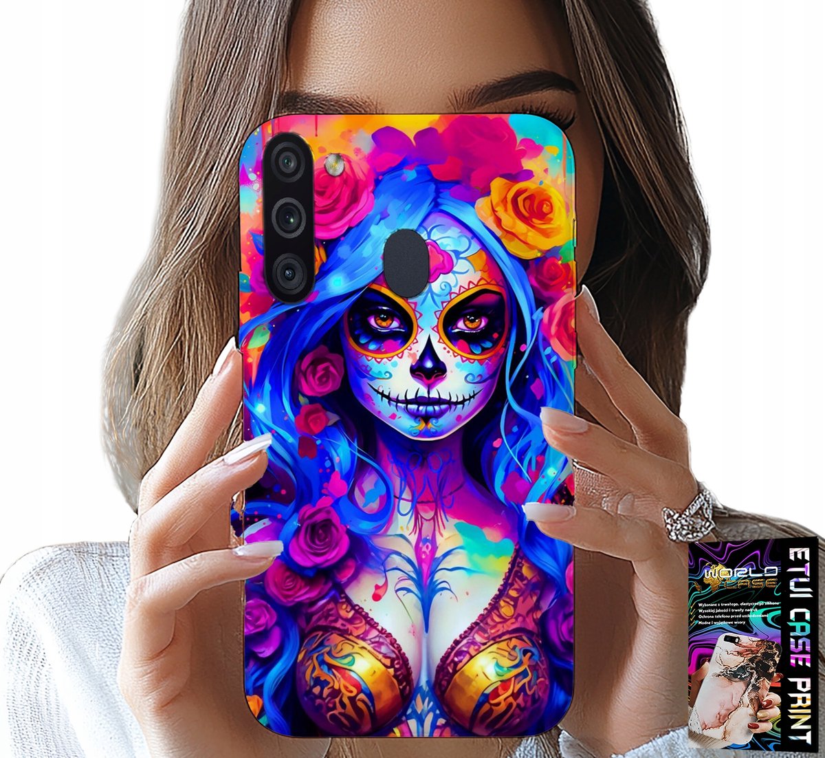 HOESJE VOOR SAMSUNG GALAXY A21 - MEXICAANSE, KLEURRIJKE KONINGIN DES DOODS