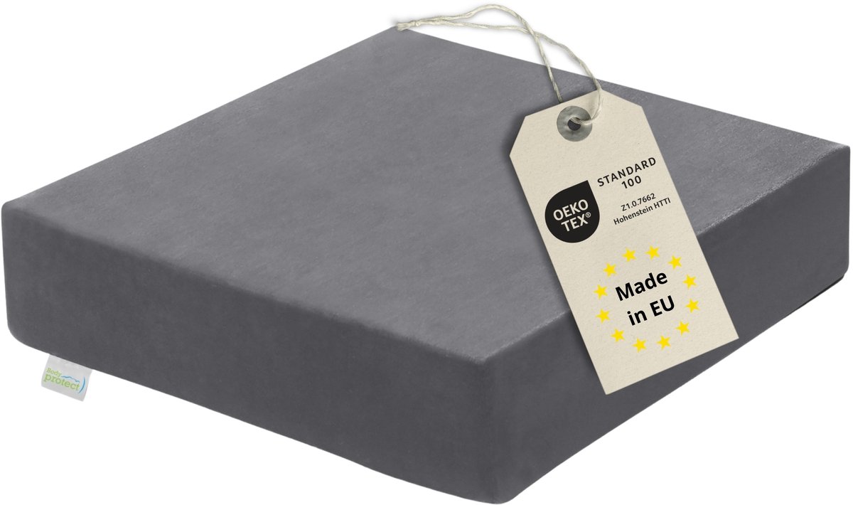 Bodyprotect zitverhoger - zitkussen 40x40 cm - hoogte 10 cm - hoes van zacht micropluche - te gebruiken als opsta-hulp, vloerkussen of verhoogd stoelkussen - Made in EU - 40 x 40 x 10 cm - donkergrijs