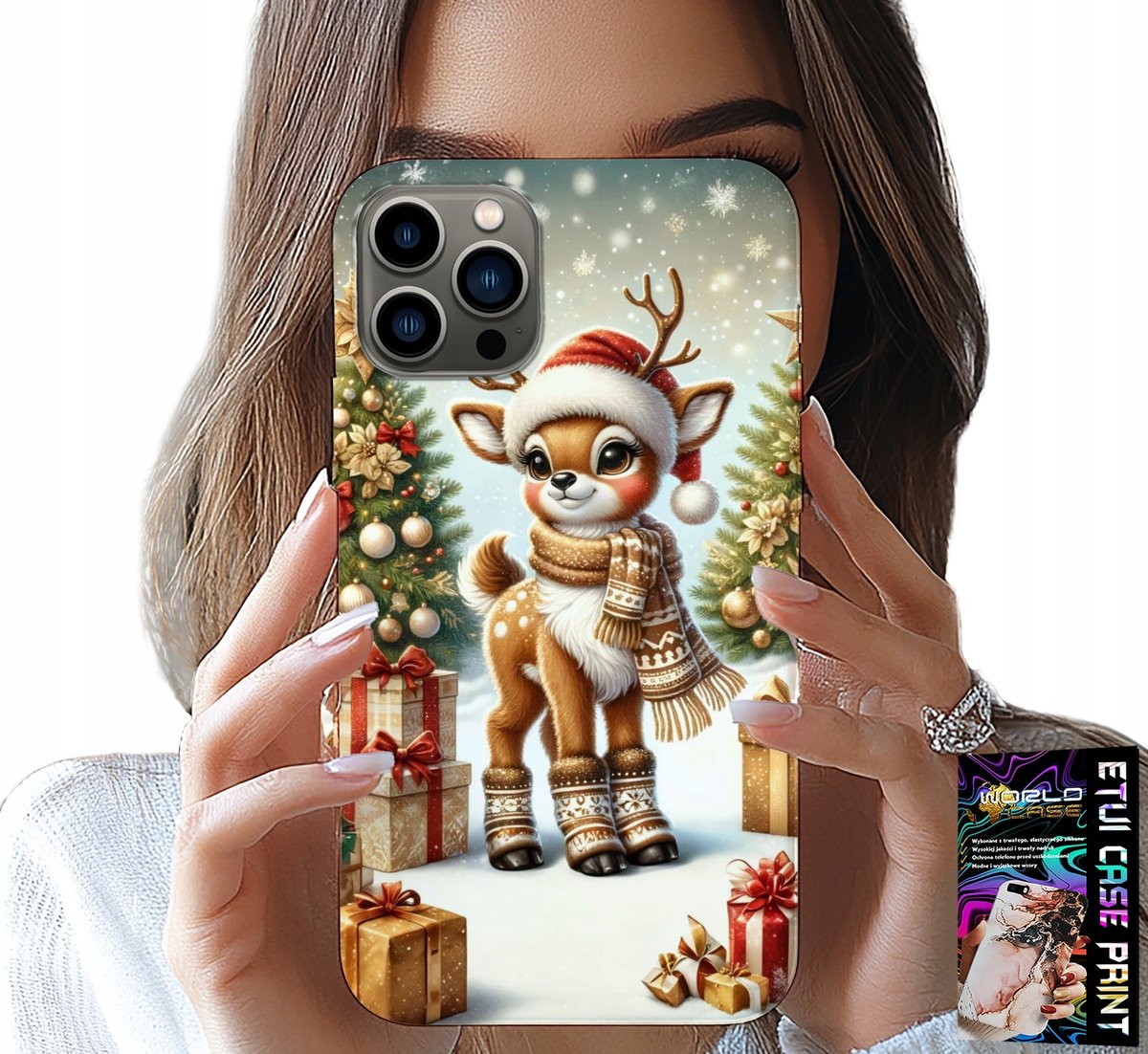 iPhone 11 Pro hoesje - Rendier, kerstpatronen + glas