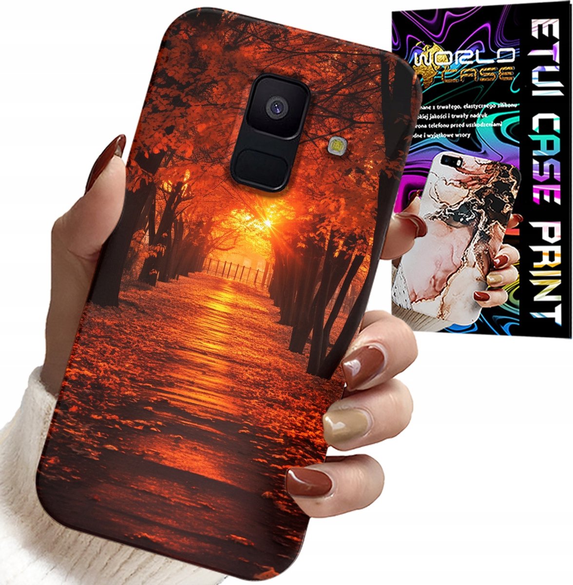 HOESJE VOOR SAMSUNG A6 2018 - PARK, HERFST, VALLENDE BLADEREN, ACHTERKANT