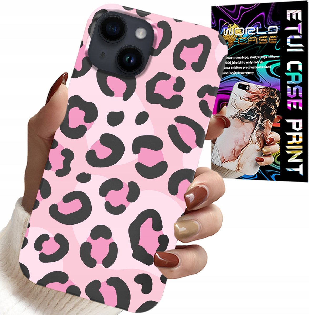 iPhone 15 hoesje - Roze luipaard/panter, vrouwelijk patroon