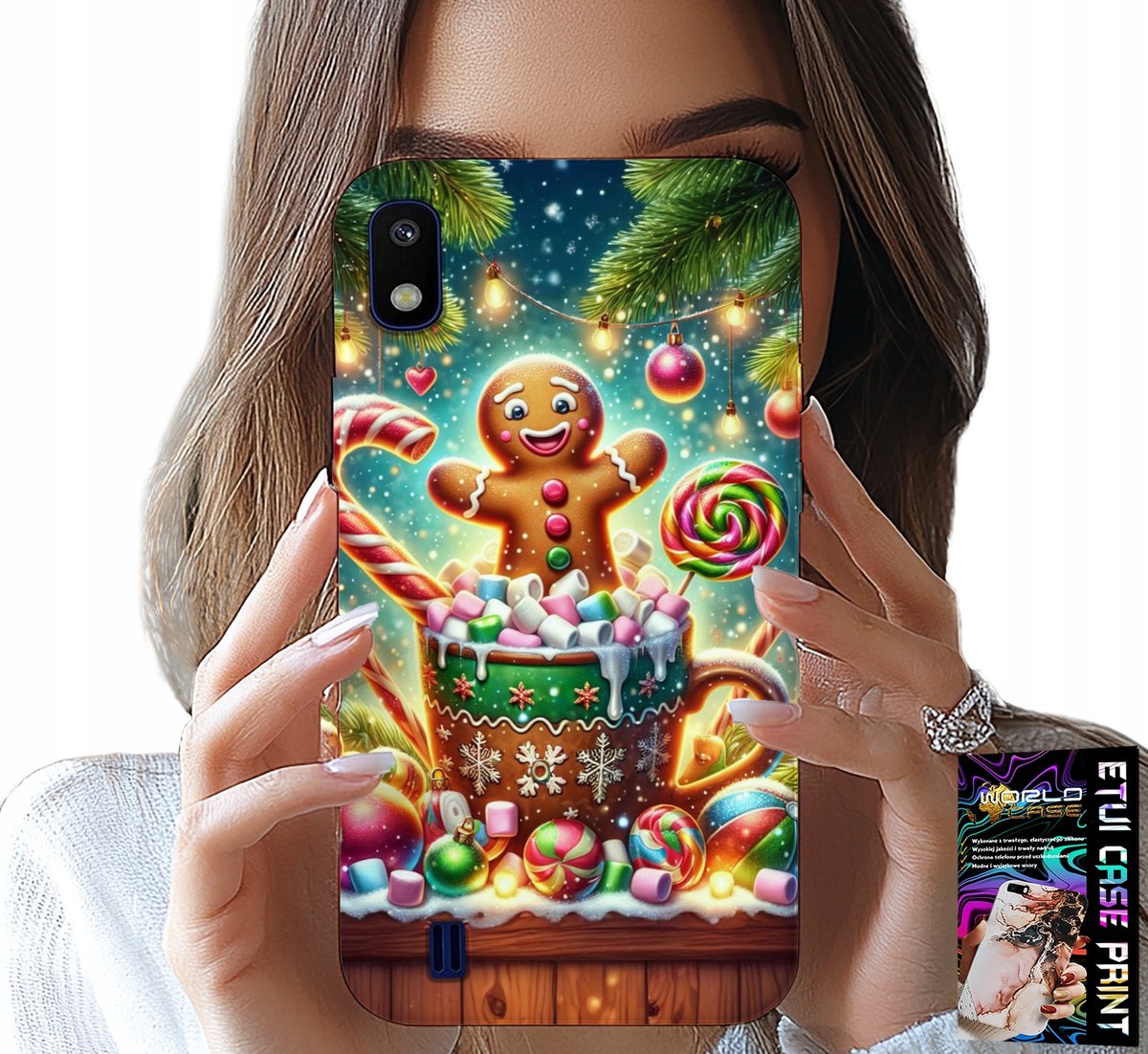 SAMSUNG A10 HOESJE - PEPERKOEK KERSTPATROON + GLAS
