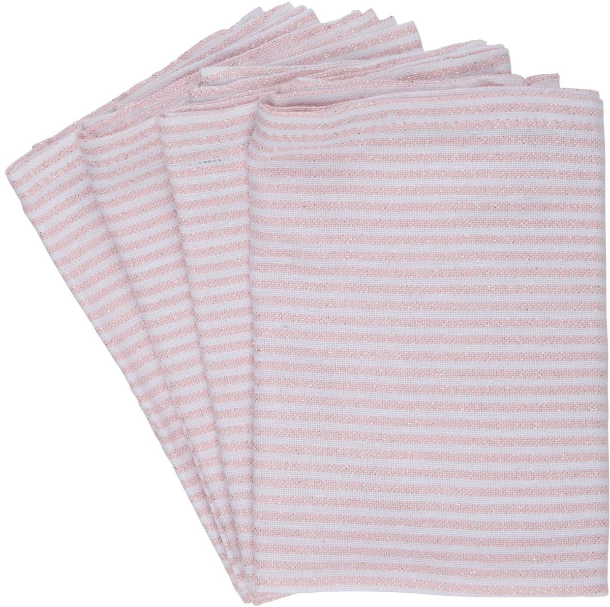 Arti Casa Servetten Set van 4 - 35 x 35 cm - Herbruikbaar - Katoen/ Polyester - Gestreept Roze