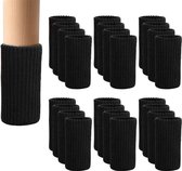Livenzo Elastische Stoelpoot Beschermers Set van 24 Zwart – Stoelsokken – Viltjes Stoelpoten – Stoelpoot Sokken – Stoelbeschermer