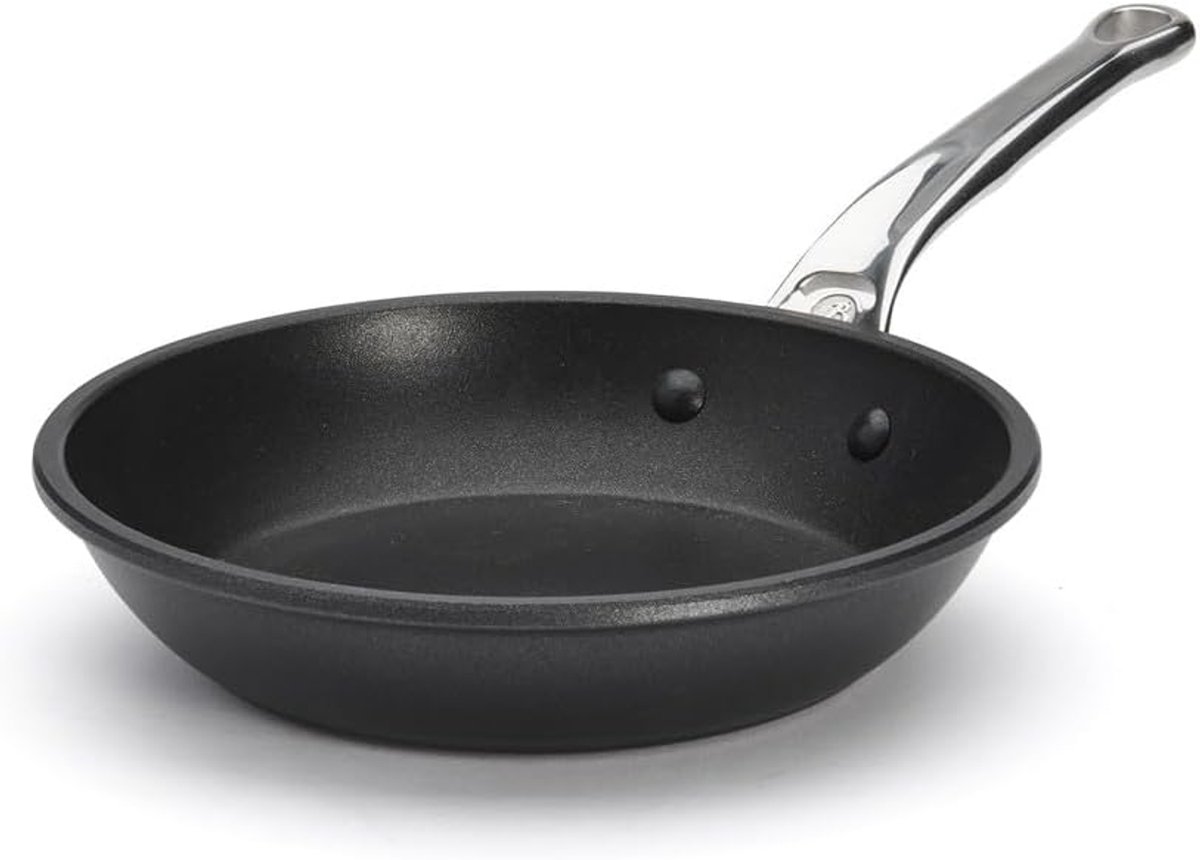 Koekenpan - Koekenpan met antiaanbaklaag - Delicate gerechten koken - Gegoten roestvrijstalen handvat - 20 cm diameter - Zwart