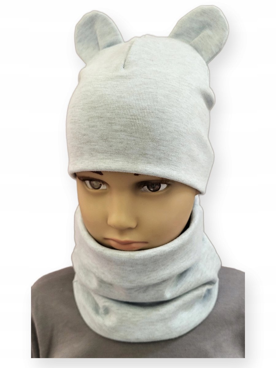 Dartomik - Czapka en Sjaal Set - Blauw Melange - 46-50 cm - Oeko-Tex