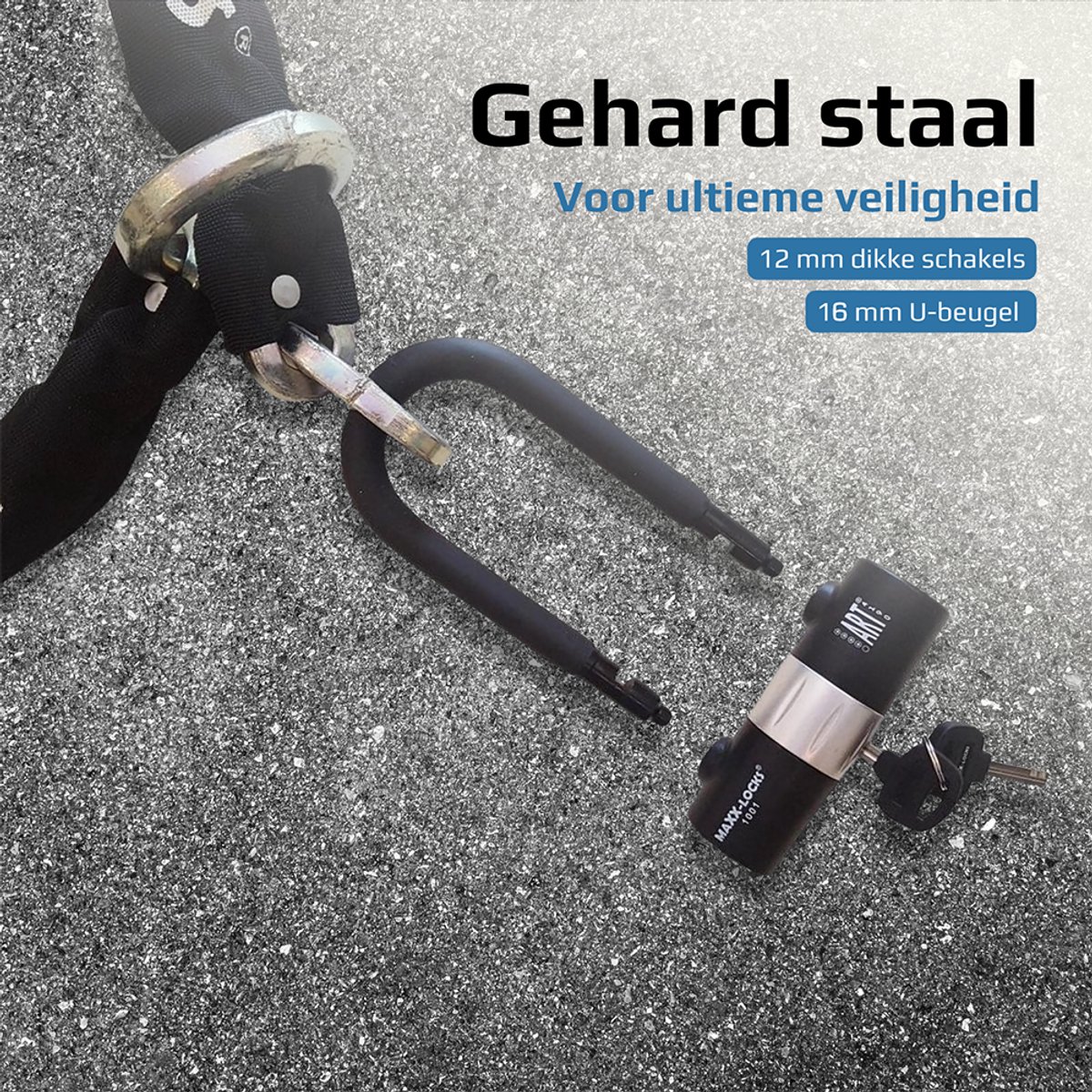 Maxx-Locks Tirau Art 4 Motorslot / Scooterslot - Kettingslot met Loop en Beugelslot - Art Gekeurd Slot voor Motor en Scooter & Brommer - 120 cm – foto 7