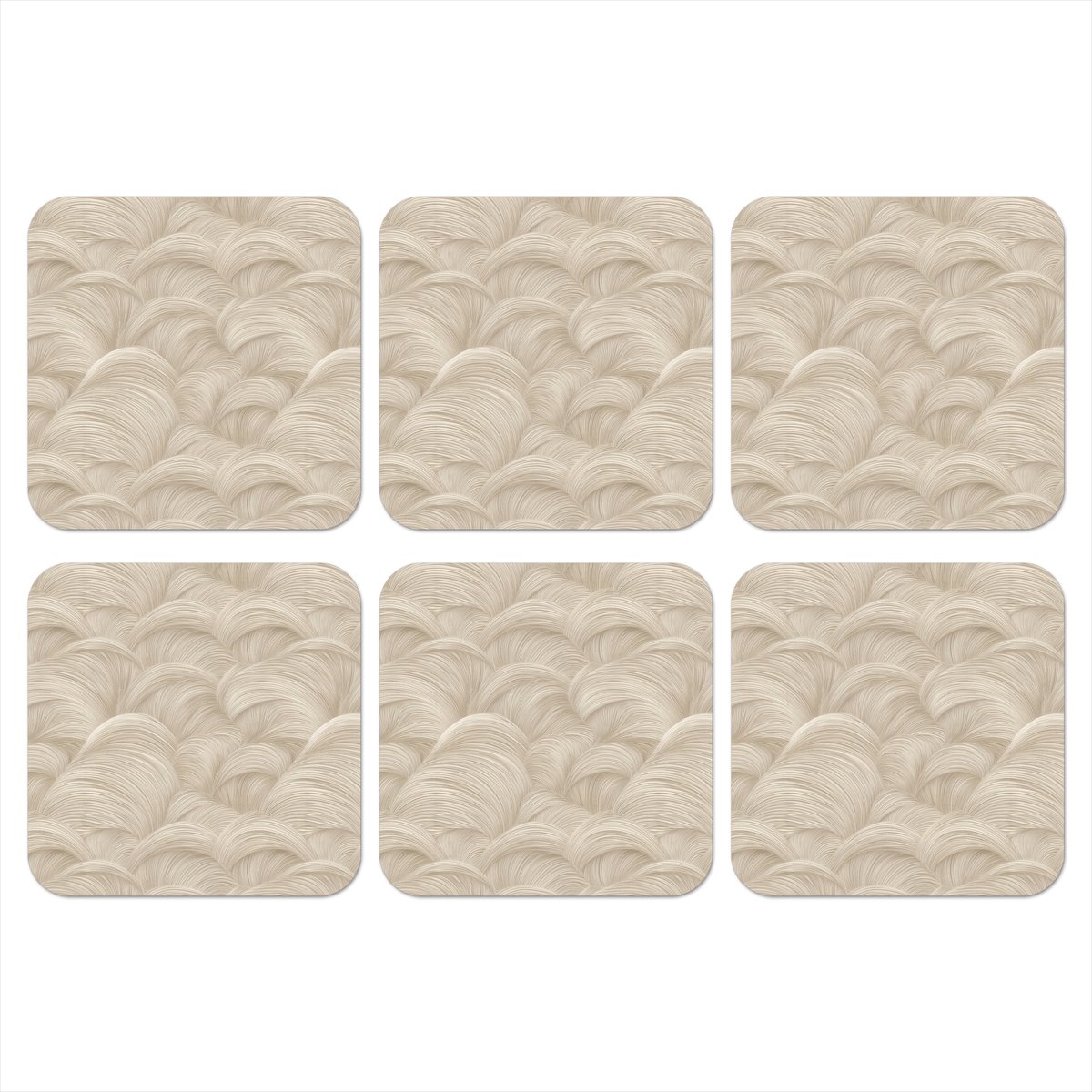 Onderzetters voor glazen - Bogen - Patroon - Beige - 10x10 cm - Glasonderzetters - 6 stuks