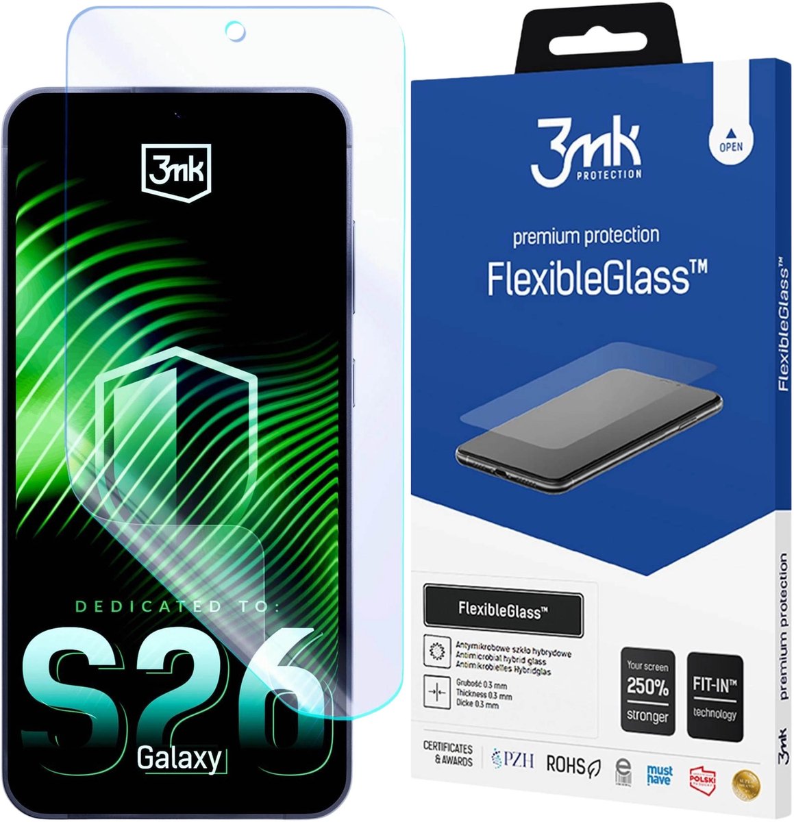 Breukvast en krasbestendig hybride glas voor de Samsung Galaxy S26 – 0,3 mm dik – FlexibleGlass 3mk