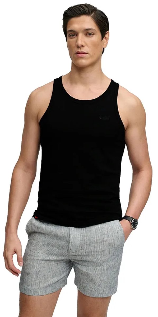 Superdry Essential Logo Unbrushed Mouwloos T-shirt S Man Zwart