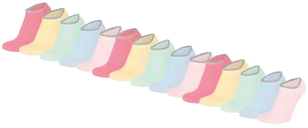 Morethansocks - Sneakersokken meisjes - Unisex - 15-Paar - Katoen - Gliter lurex - Maat 23 t/m 38 - Sokken jongens - Sokken meisjes - Glittersokken