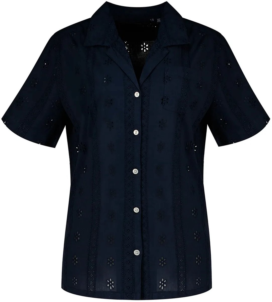 Superdry Heritage Broderie Overhemd Met Korte Mouwen L Vrouw Marineblauw