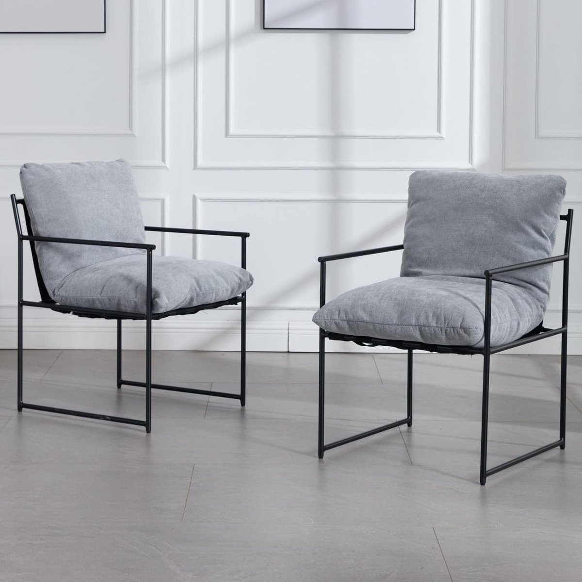 chairus Set van 2 Scandinavische eetkamerstoelen, chenille, gestoffeerde eetkamerstoelen m
