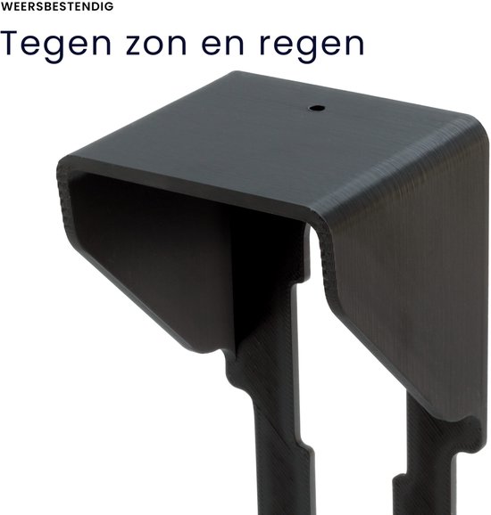 Gedetailleerde weergave van een zwarte, weerbestendige deurbel beschermkap.
